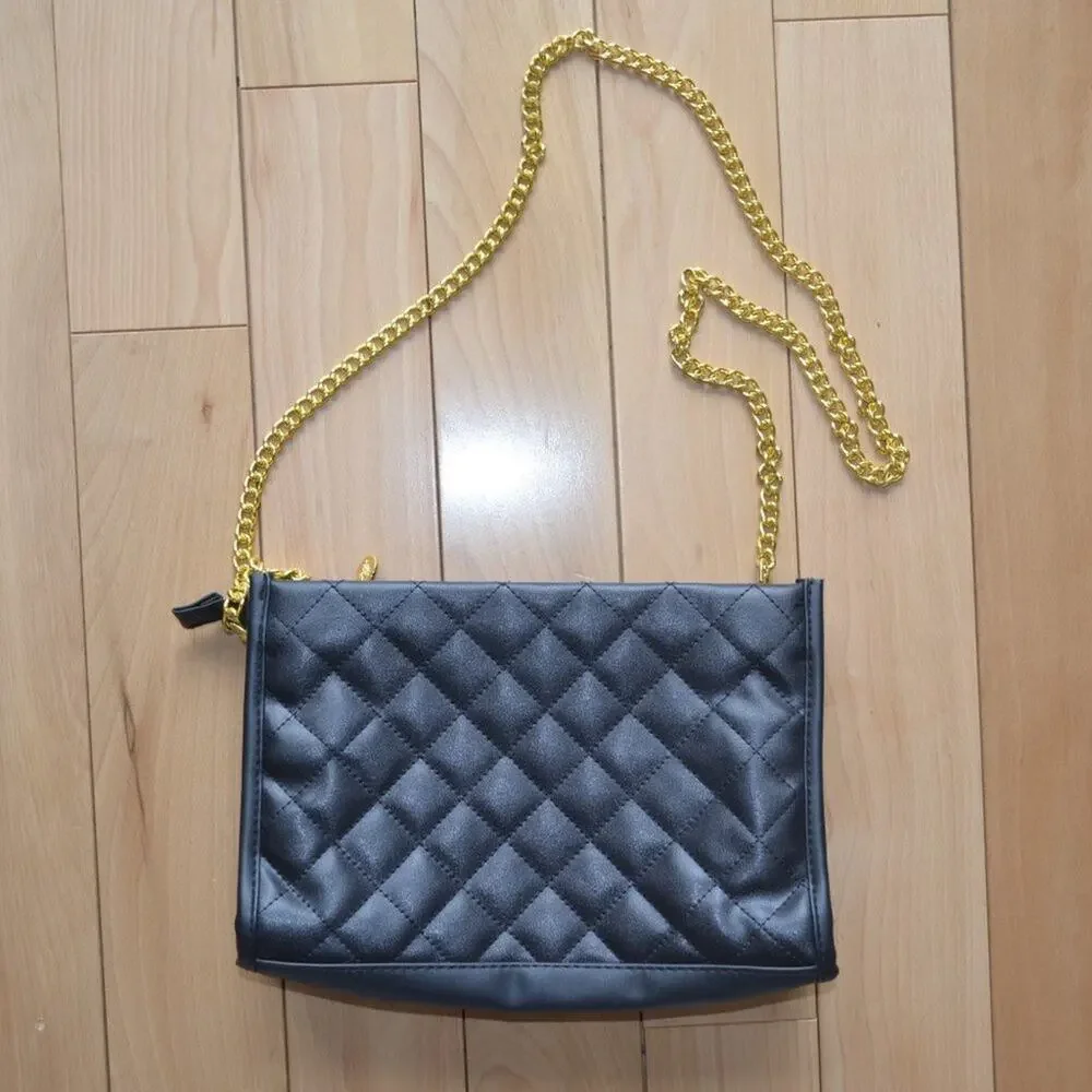 Younique Purse Crossbody Bag with Gold Chain Strap Black and Purple